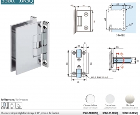 2 Charnières Mélora Chromé mat ref 3560.31.0RSQ (pour douche)